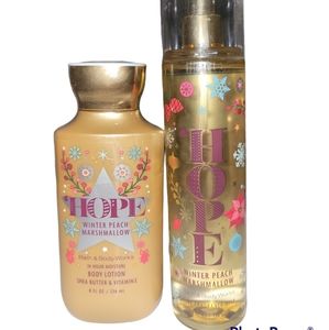 *NEW* Bath & Body Works Hope Winter Peach Marshmallow lotion & mist